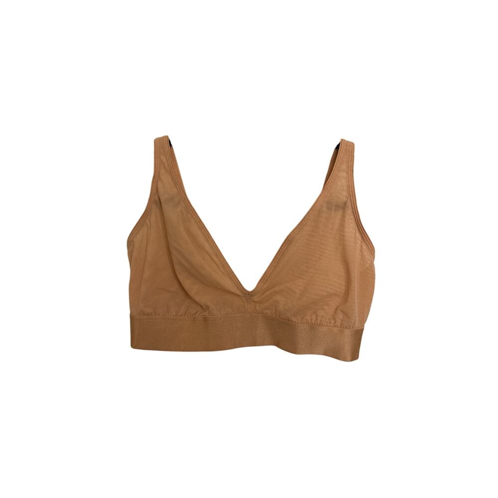 Parade Bralette Women Size 1 30-32 DD/DDD Sand Silky Mesh Plunge Wireless V-Neck